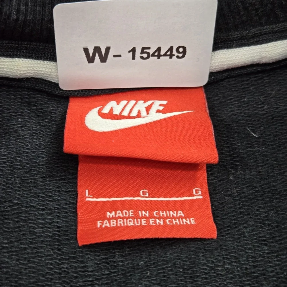 Nike Women Sweatshirt L Black Big Logo Graphic Print Rally Crew French Terry